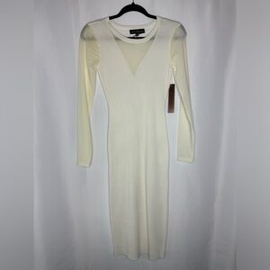 White body-con dress with mesh detailing